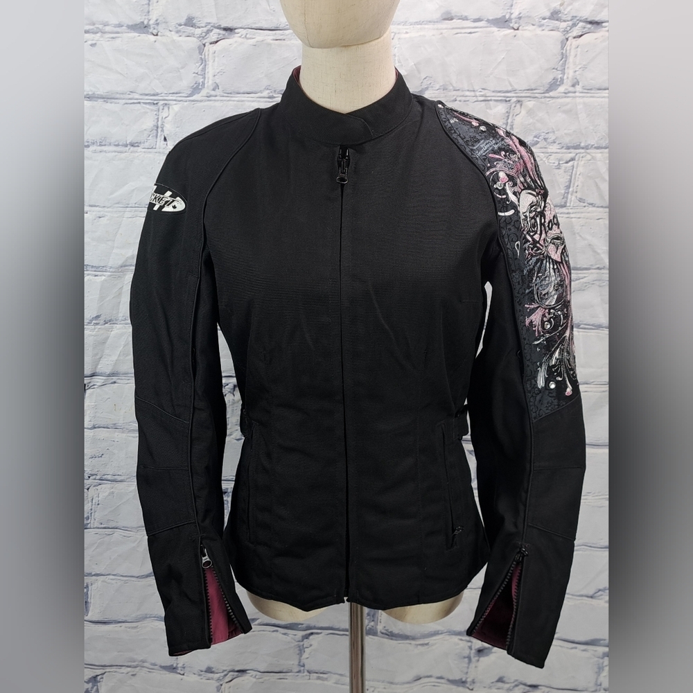Joe Rocket Women's Motorcycle Jacket Pink Black Embellished Removable Liner XS